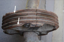 Bent axle with damaged alternator wheel
